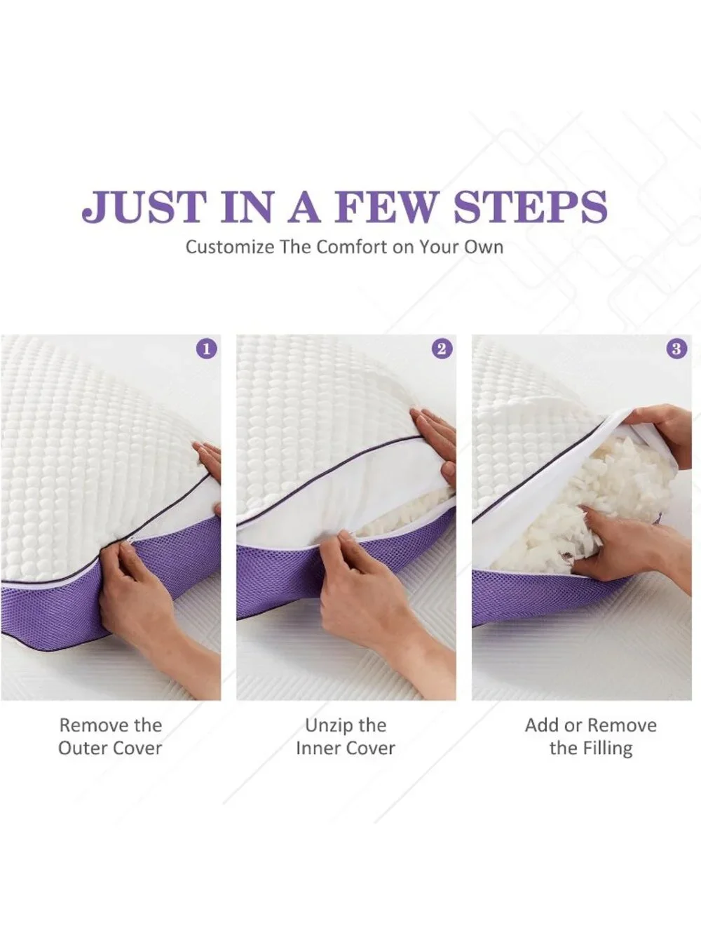 〽️Adjustable Shredded Memory Foam Pillows Queen Size 2 Pack Cooling Bed Pillows